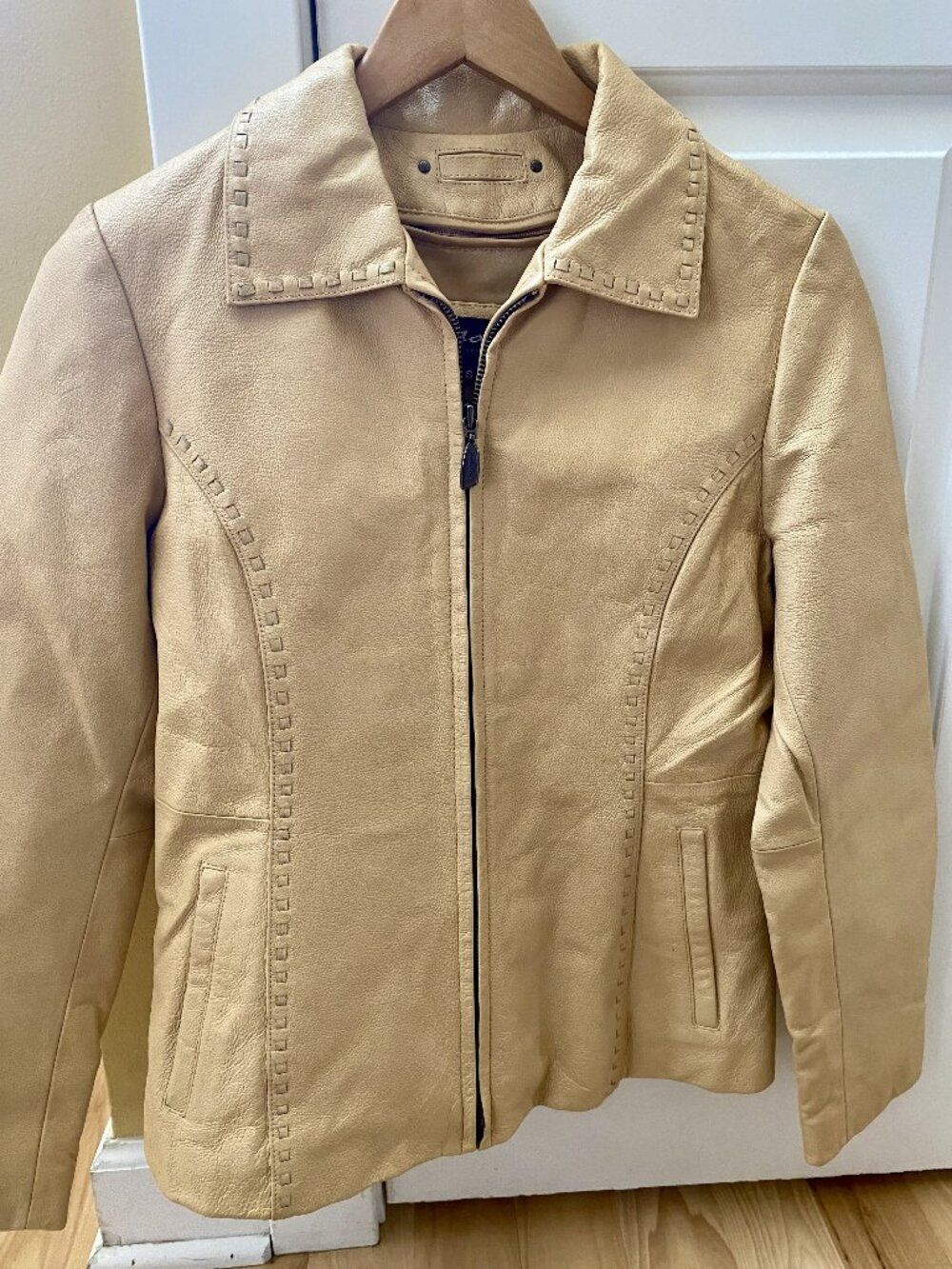 Marcia Collection Leather Jacket Tan Size Small Italy Skin Coat